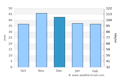 Topana average rain in December