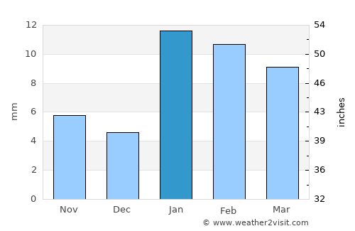 Toshām average rain in January