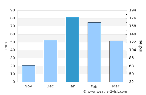 Totoral average rain in January