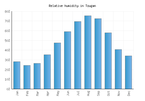 Tougan relative humidity averages