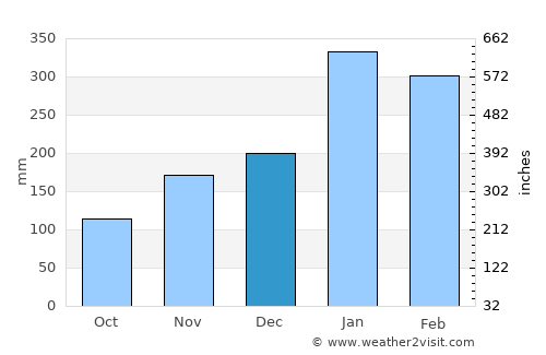 Touho average rain in December