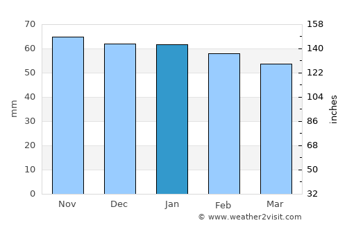 Tours average rain in January