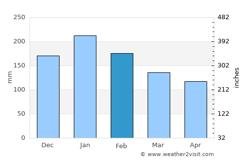Toyooka average rain in February