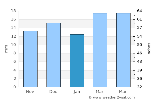 Trelew average rain in January