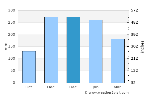 Três Corações average rain in December