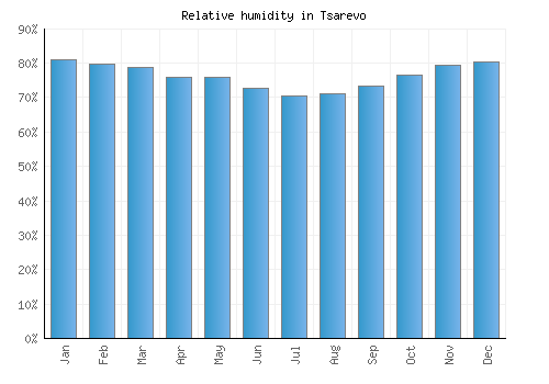 Tsarevo relative humidity averages