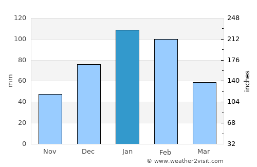 Tsau average rain in January