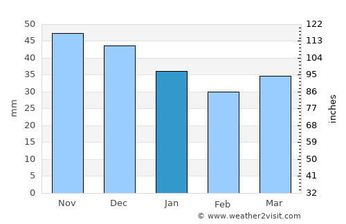 Tsimkavichy average rain in January