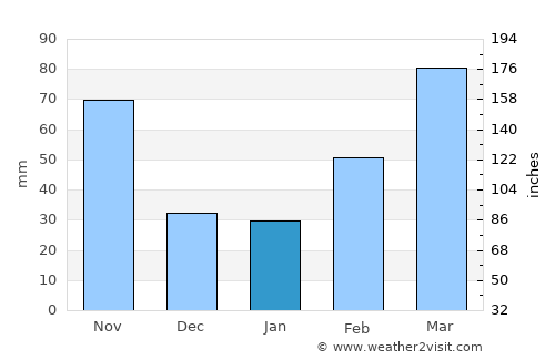 Tsukuba average rain in January