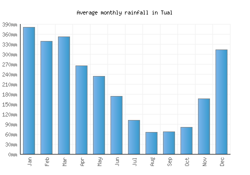 Tual monthly rainfall chart (mm)