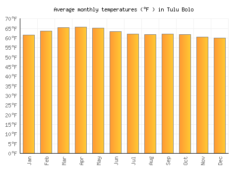 Tulu Bolo average temperature chart (Fahrenheit)