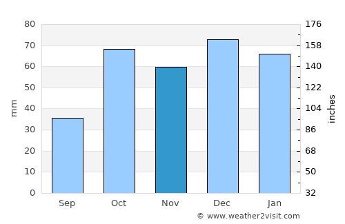 Tunis average rain in November