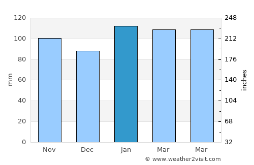 Tupambaé average rain in January