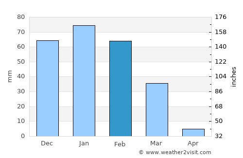 Tupiza average rain in February