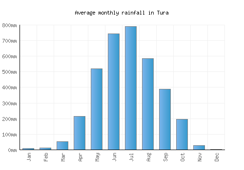 Tura monthly rainfall chart (mm)