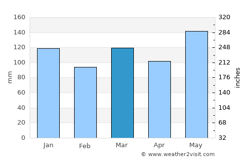 Turangi average rain in March