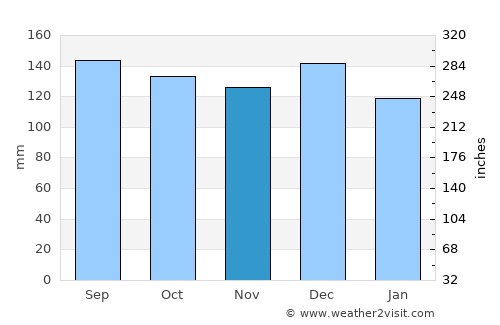 Turangi average rain in November