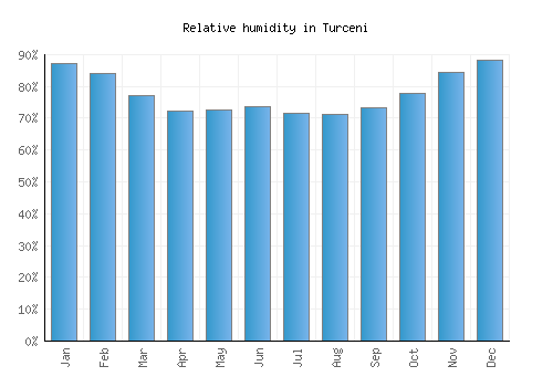 Turceni relative humidity averages