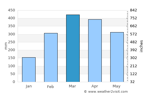 Turiaçu average rain in March