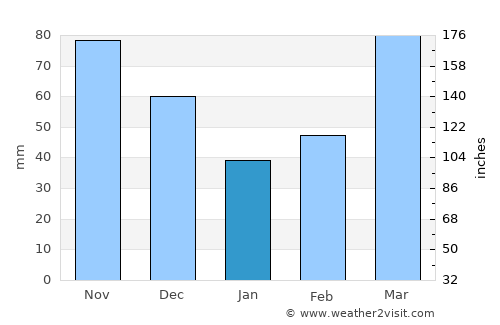 Tuscumbia average rain in January
