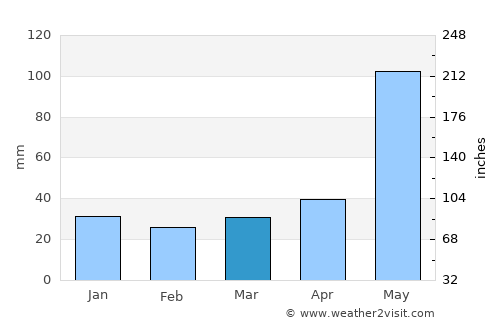 Tzucacab average rain in March