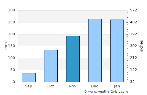 Uberlândia average rain in November