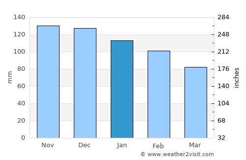 Ubrique average rain in January