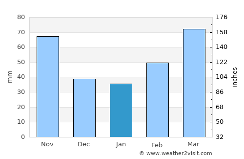 Ujiie average rain in January
