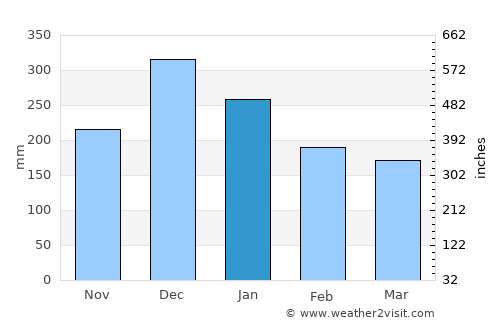 Unaí average rain in January