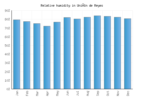 Unión de Reyes relative humidity averages