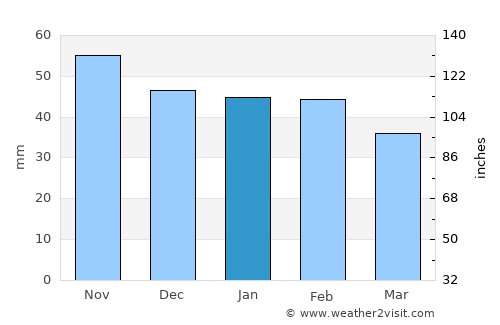 Usera average rain in January