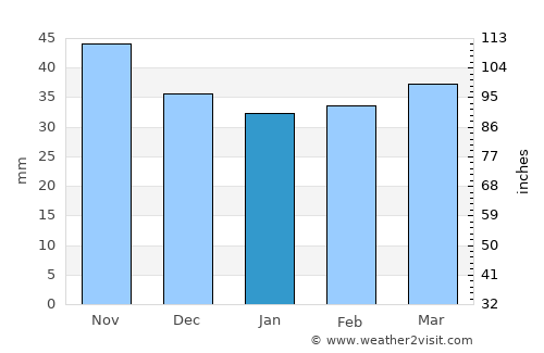 Uzundere average rain in January