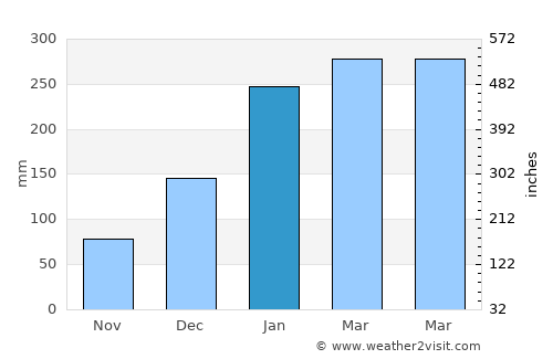 Valdez average rain in January