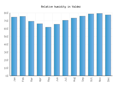 Valdez relative humidity averages
