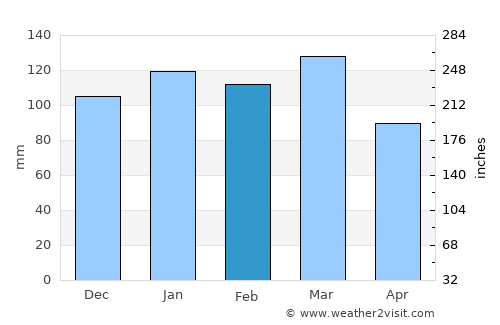 Valdosta average rain in February