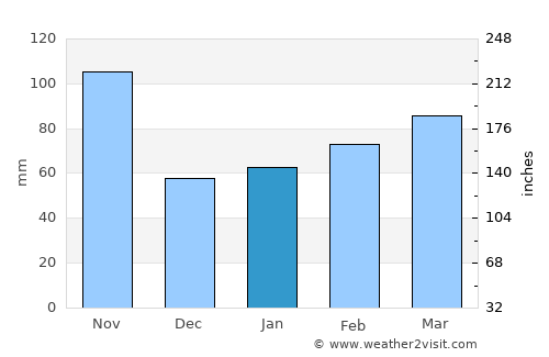 Valenza average rain in January