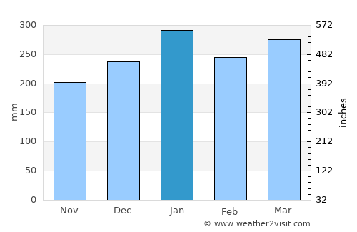Vanimo average rain in January