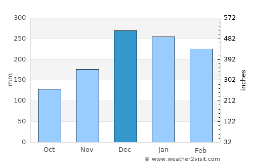 Varginha average rain in December