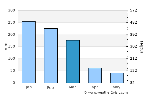 Varginha average rain in March
