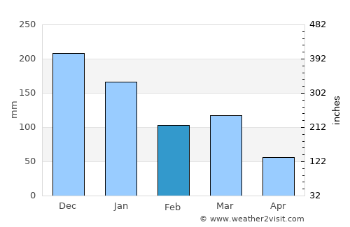 Varzelândia average rain in February