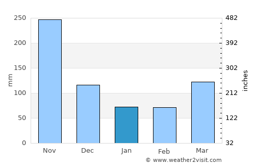 Vegachí average rain in January