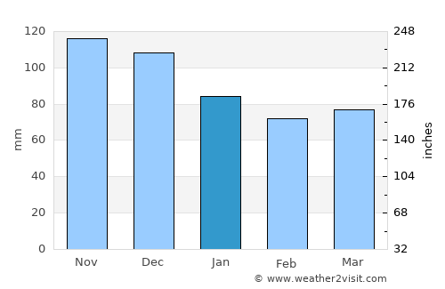 Veliki Drvenik average rain in January