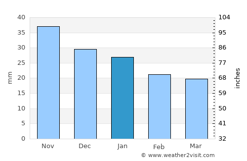 Verkhniy Tagil average rain in January