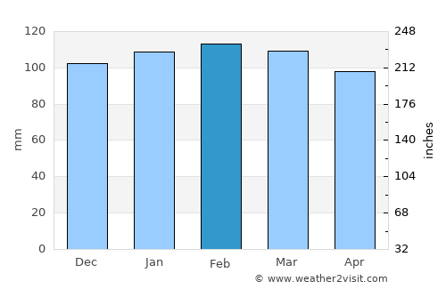 Viamão average rain in February