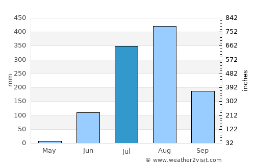 Vidisha average rain in July
