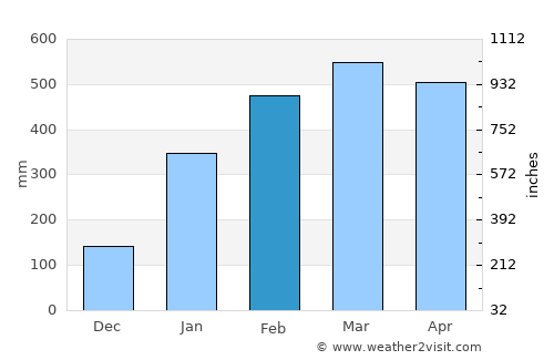 Vigia average rain in February