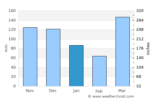 Vikindu average rain in January