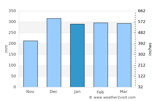 Vilhena average rain in January