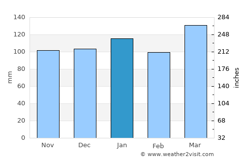Villa Cañás average rain in January