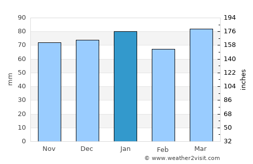 Villa Gesell average rain in January
